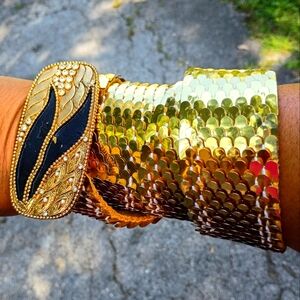 Vintage Gold Metal Snakeskin Belt
